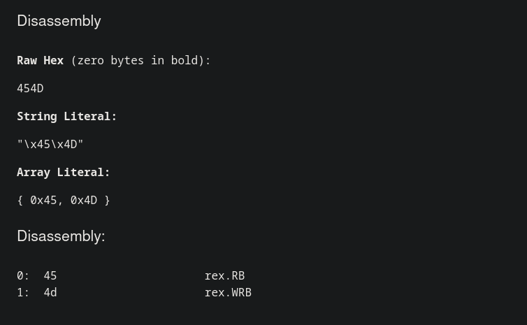 disassembled bytes